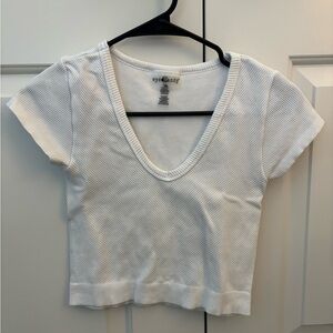 Eye Candy White Ribbed Crop Top